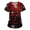 thumbnail image 1 of LHVUOA Women's Christmas Scrubs Top Print Short Sleeve V Neck Working Uniform with pockets, 1 of 3