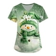 thumbnail image 1 of LHVUOA Women's Merry Christmas Scrubs Top Cute Chirstmas Print Short Sleeve V Neck Working Uniform with Pockets, 1 of 3