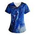 thumbnail image 1 of LHVUOA Women's Printed Scrubs Top Professionals Nurse Workwear Uniform Breathable Plus Size V-Neck Short Sleeve Work Blouse Loose Tunic Shirt with Pockets, 1 of 3