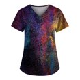 thumbnail image 1 of LHVUOA Women's Scrub Tops Short Sleeve V-Neck Shirts Fashion Casual Print Pattern Top, 1 of 4