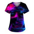 thumbnail image 1 of LHVUOA Women's Scrub Tops Short Sleeve V-Neck Shirts Fashion Casual Print Pattern Top, 1 of 4