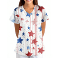 thumbnail image 1 of LHVUOA Womens 4th of July Scrub Tops Vintage Star and Stripes Printed Short Sleeve Tops Plus Size Loose Fit Independence Day Nursing Uniforms, 1 of 4
