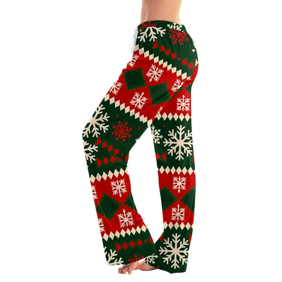 LHVUOA Womens Christmas Comfy Pajama Pants Fashion Xmas Printed Sleepwear Pant Casual Elastic Waist Pajama Pants