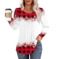thumbnail image 1 of LHVUOA Womens Christmas Shirts Pleated Scooped Neck Long Sleeve Tunic Tops Casual Christmas Print Blouse Plus Size Tees, 1 of 3