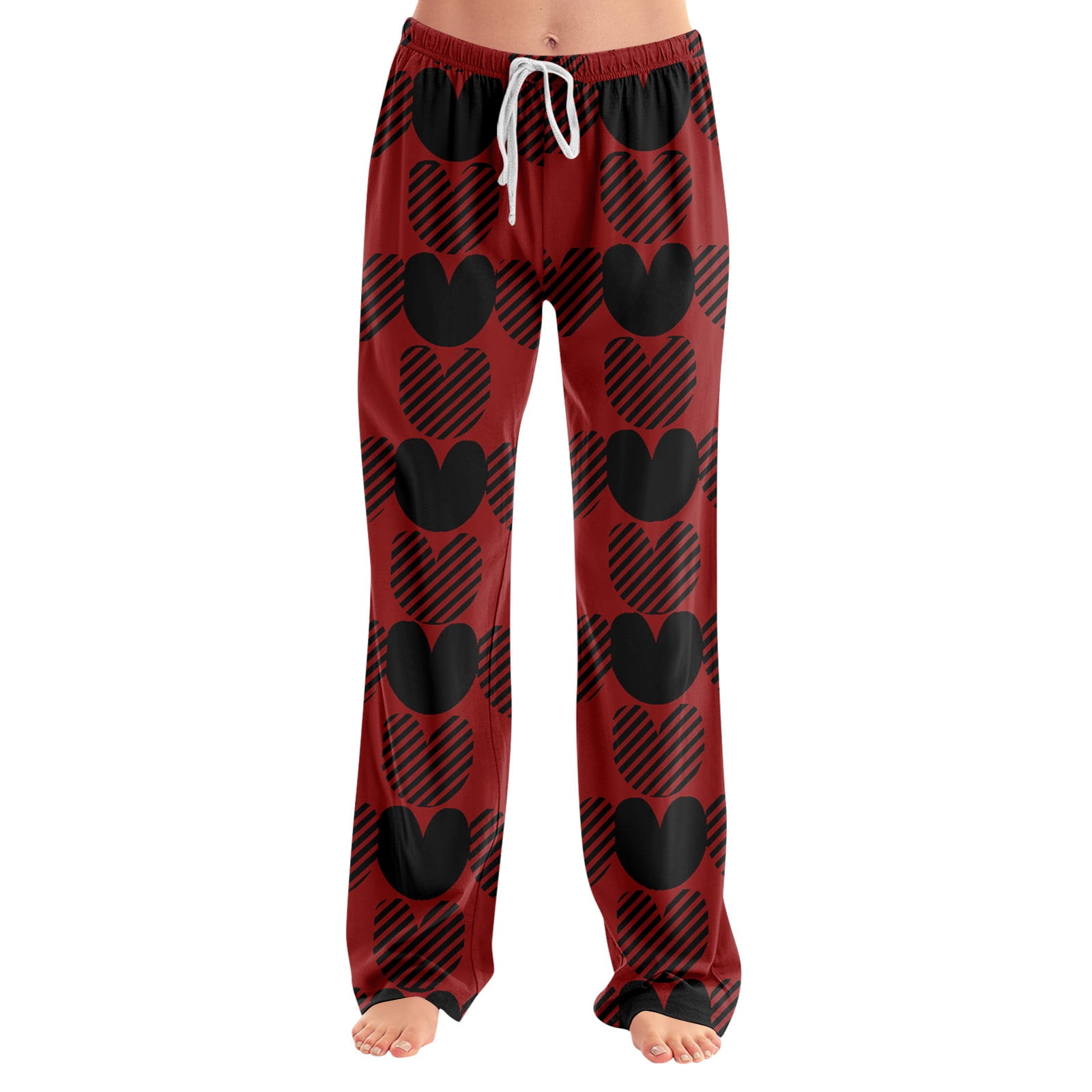 Women's Monkey & Banana Print Pajama Pants – Soft Wide Leg, Drawstring Waist, Poly-Spandex