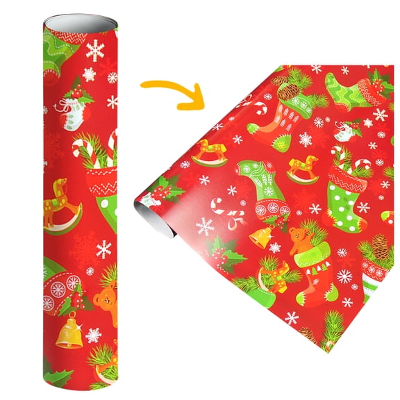 LHWEN 1 Piece Single Sided Christmas Wrapping Paper 4.11 Sq. Ft. Classic Santa Claus and Other Patterns Coated Paper Perfect for Gift Box Packaging Holiday Design Upgrade Gift
