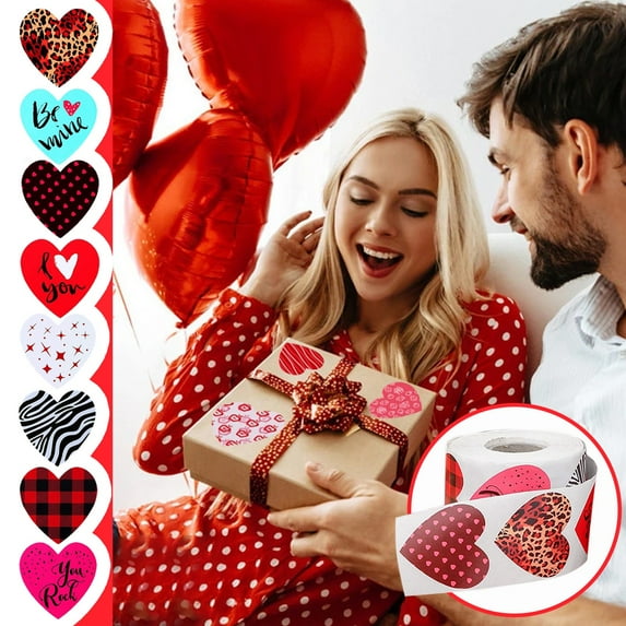 LHWEN 1 Roll of Valentine Heart Stickers for Gifts and Crafts 500 Love Tags for Decorating Rooms and Cards Perfect for Valentine's Day Arts and Crafts Each Sticker Measures 1 Inch in Diameter Fun