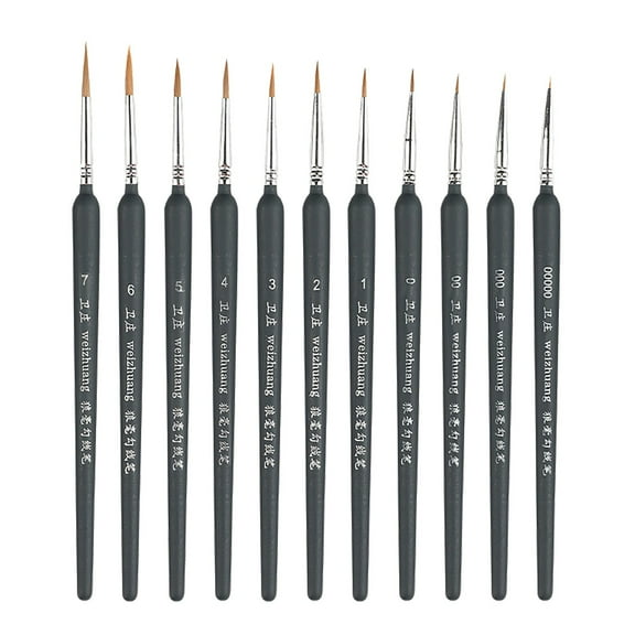 LHWEN 11 Pcs Miniature Detail Paint Brush Set with Natural Wood Handles Fine Tip Brushes for Precision Art and Craft Projects for Scale Model Painting Acrylic Watercolor Oil Face Painting Ergonomic