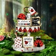 thumbnail image 1 of LHWEN 12pcs Red Ladybug Tiered Tray Decor Set Wood Sign Country Farmhouse Spring Summer with Rustic Farmhouse Style for Home Warming Kitchen Shelf, 1 of 4