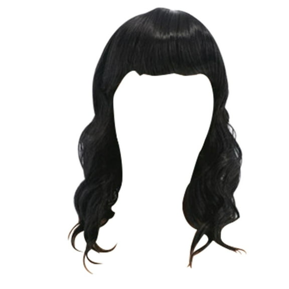 LHWEN 14in European Beauty Head Short Curly Wigs Air Liu Hai Ripple Curls For Women Wig Natural Looking Synthetic Heat Fiber Wigs Hair For Daily Party Use Beauty Salon Straight Hair Fun Lace