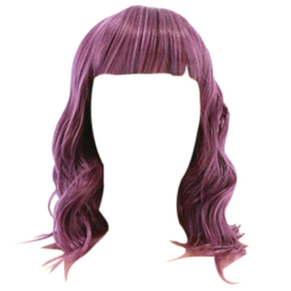 LHWEN 14in European Beauty Head Short Curly Wigs Air Liu Hai Ripple Curls For Women Wig Natural Looking Synthetic Heat Fiber Wigs Hair For Daily Party Use Beauty Salon Straight Hair Fun Lace