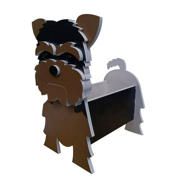 LHWEN 1PCS Garden Flower Pot Dog Poodle Chihuahua Animal Decorative Storage Containers Solid Wood Succulent Pots Detachable Assembly Multiple Perfect Gift for Dog Lovers