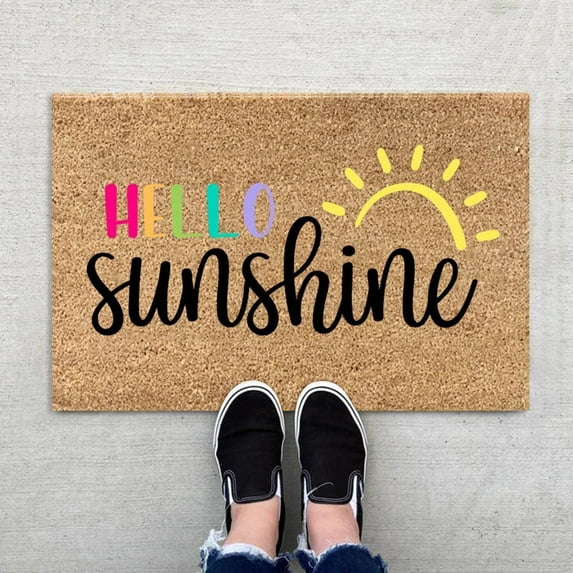 LHWEN 1PCS Summer Door Mat Hello Door Mat Welcome Door Mats Summer Decorative Doormat Low Profile Front Door Non Slip Indoor Doormat For Home Entrance Outside Entry Yard Floor