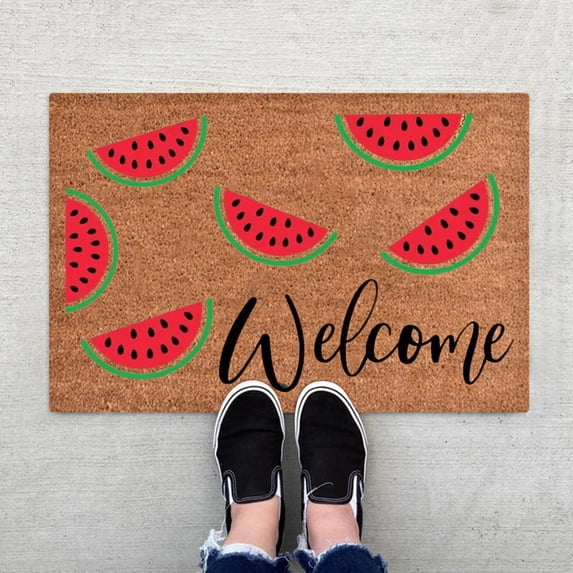 LHWEN 1PCS Summer Door Mat Tufted Flocking Carpet Thickened Hello Door Mat Welcome Door Mats Summer Decorative Doormat Low Profile Front Door Non Slip Indoor Doormat For Home Entrance Outside