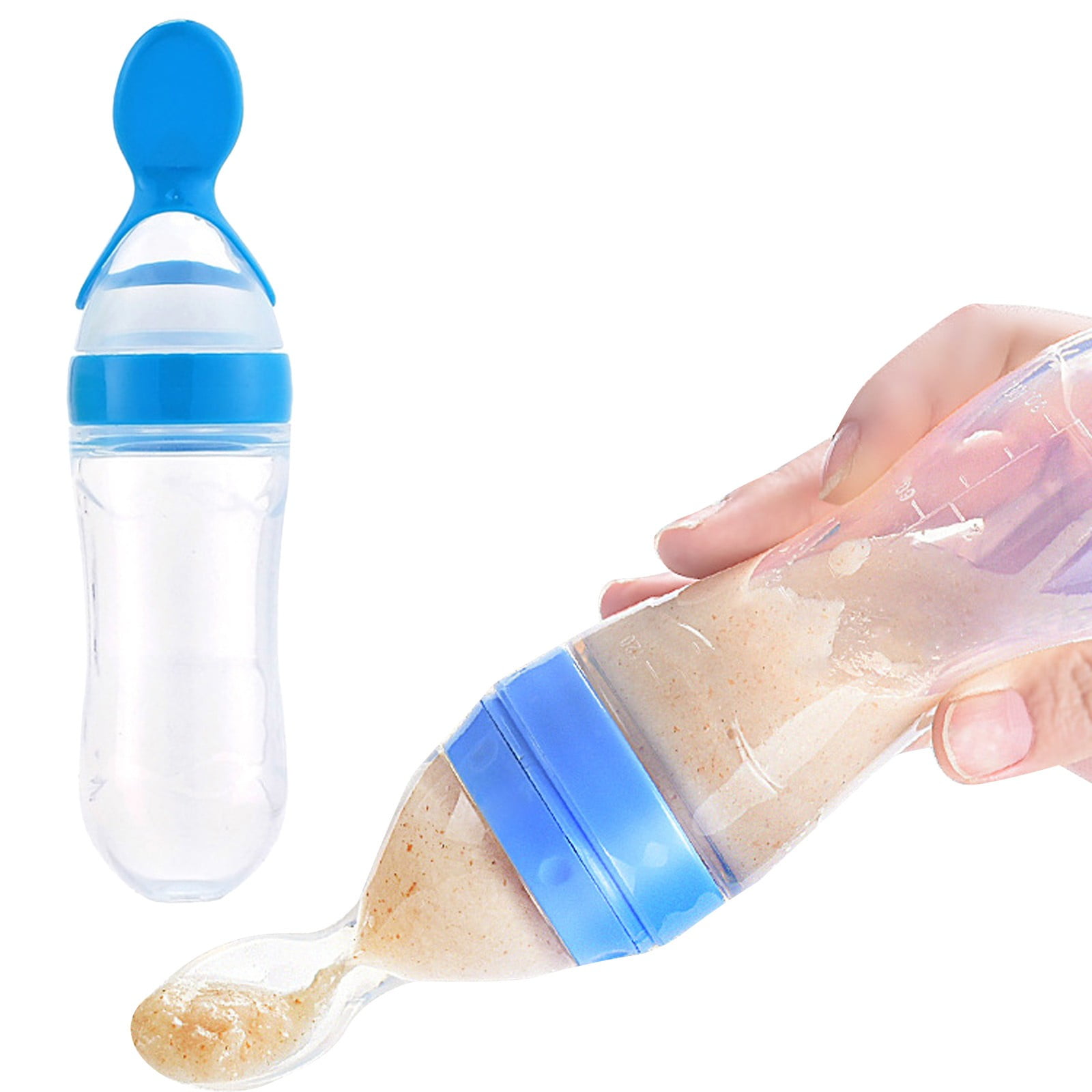 LHWEN 2 Pack Infant Baby Silica Gel Feeding Bottle with Spoon Newborn