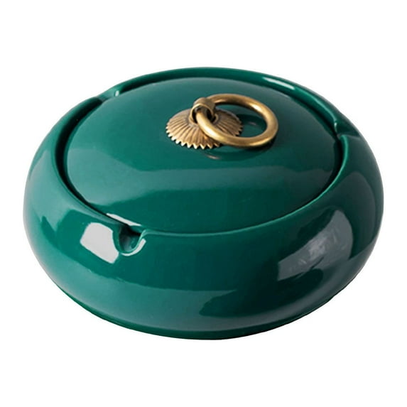 LHWEN 2024 Design Ashtray Luxury Ceramic Ash Tray with Lid for Home Accessories Windproof Deep Container Creative Glazed Ashtray Decorative Supplies Indoor Outdoor Use