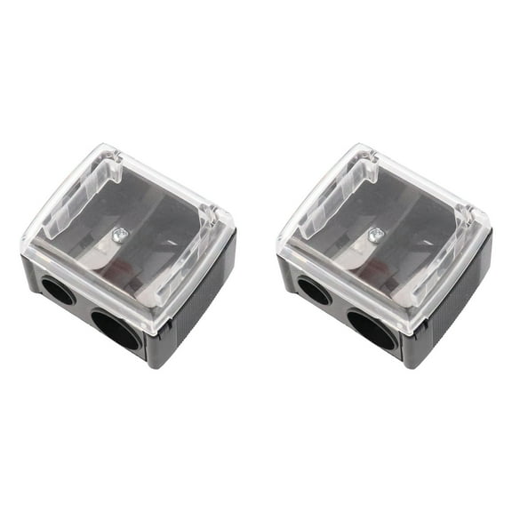 LHWEN 2PC Eyebrow Pencil Sharpener Lip Liner Pencil Sharpener Eyeliner Pencil Sharpener Double Hole Pencil Shaper Steel for Smooth Motion Collects Shavings for No-Mess Perfect for Both