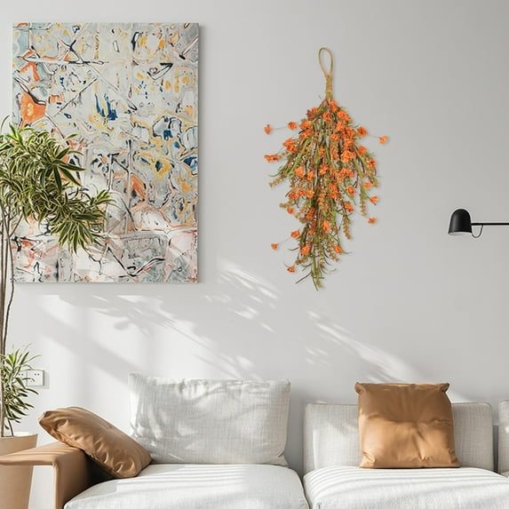 LHWEN 2Pcs Thanksgiving Autumn Fall Wreath 25inch Front Door Decorations Christmas Halloween Wall Decor Artificial Flowers Lifelike Silk Indoor Outdoor Use Festive Bright Colors Window Fireplace