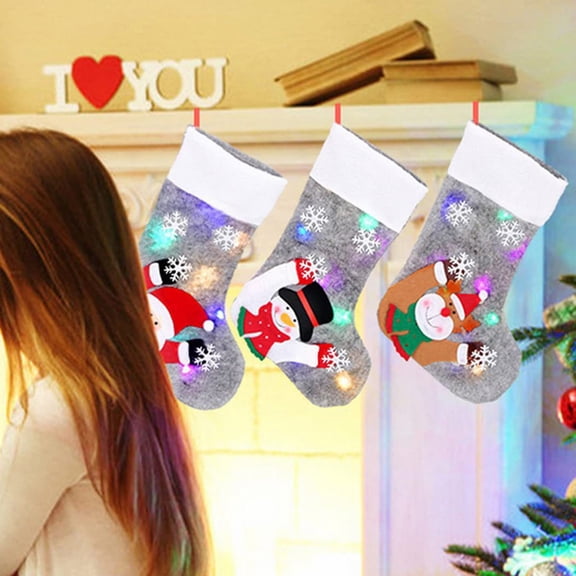 LHWEN 3 Pack Christmas Stockings Large Fireplace Hanging Stockings with Santa, Snowman, and Reindeer Perfect for Kids' Gifts and Family Holiday Decorations and Long-Lasting Ideal for Christmas