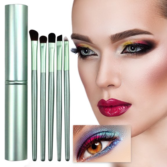 LHWEN 5 Eye Makeup Brush Set with Soft Synthetic and Horse Hair Includes Eyeshadow Lip Eyeliner Eyebrow and Concealer Brushes Wooden Handles and Compact Packaging Ideal for Travel and Daily Use