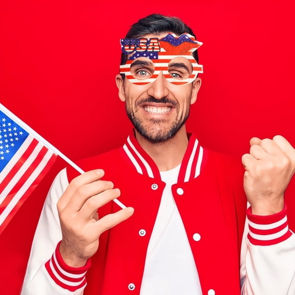 LHWEN 8 Styles American Flag Sunglasses Perfect for Patriotic Parties Independence Day Concerts and More Fun and Unique Designs High Quality Lightweight and Comfortable for Any Celebration