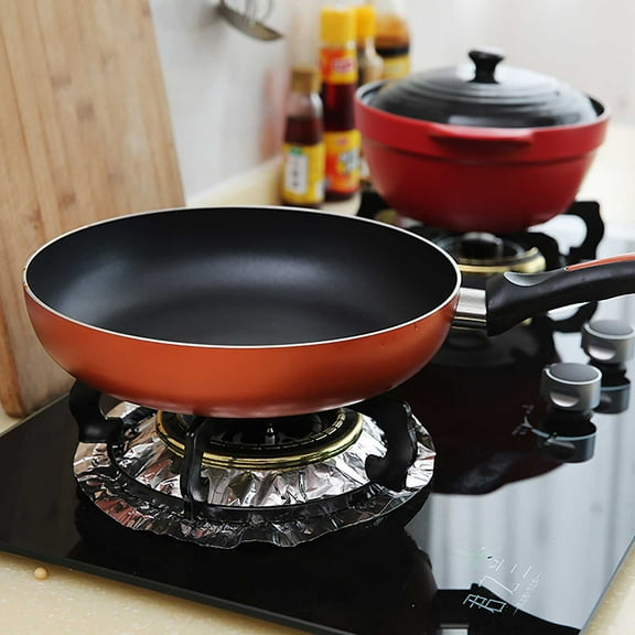 LHWEN Aluminum Foil Stove Burner Covers Disposable Drip Pans Heavy Duty Square Bib Liners 8.5"x8.5" Range Protectors Pack of 10 Size and Reusable Keeps Stovetop Shiny and Scratch- Ideal for Kitchen