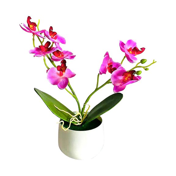 LHWEN Artificial Garland Silk Garcinia Flowers Green Leaves Flower And Fabric Simulate Home Potted Plant Artificial Mini Potted Pot Small Potted Pot For Home Desk Decoration