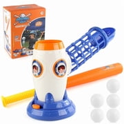 LHWEN Automatic RC Kids Baseball Pitching Machine Electronic T- Tee Set Remote Sports Toy Outdoor Games for Boys Girls Ages 6-11 Youth Baseball Trainer Hand- Coordination Motor Skills Includes Bat