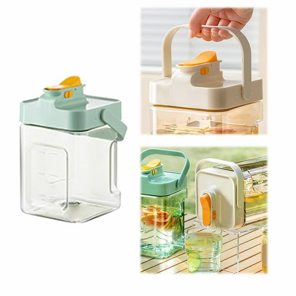 LHWEN Beverage Dispenser For Fridge 1 Gallon Green Drink Dispenser With Tap Food-Grade Plastic For Parties Outdoors Refrigerator Use High Temperature Large Opening Easy Clean Sturdy Handle