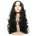 thumbnail image 1 of LHWEN Black Medium Parted Small Curly Hair Texture Curly Long Curly Small Wave Wig Beauty Salon Straight Hair Fun Lace Wavy Curls Braided Hair Synthetic Hair bohon Perfect for Party Everyday, 1 of 9