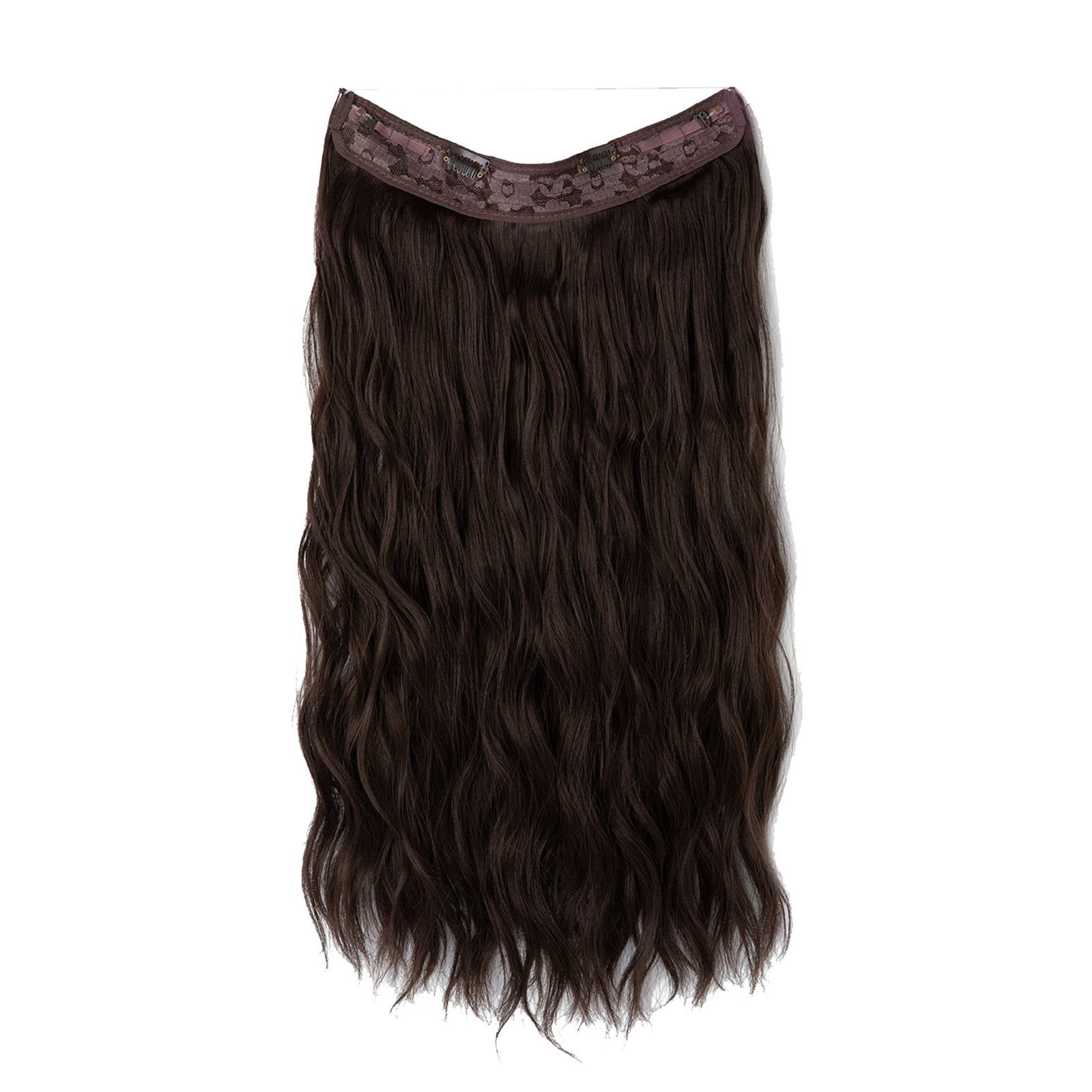LHWEN Brown Wire Hair Extension Long Synthetic Clip In Wave 