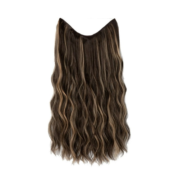 LHWEN Brown Wire Hair Extension Long Synthetic Clip In Wave Curly Hairpiece For Women 24 Inch Adjustable Size Transparent Headband Beauty Salon Straight Hair Fun Lace Wavy Curls Braided
