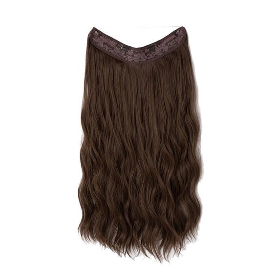 LHWEN Brown Wire Hair Extension Long Synthetic Clip In Wave Curly Hairpiece For Women 24 Inch Adjustable Size Transparent Headband Beauty Salon Straight Hair Fun Lace Wavy Curls Braided