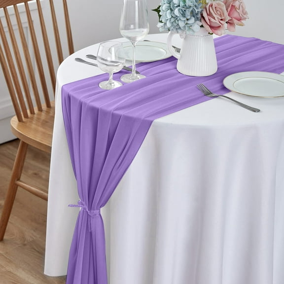 LHWEN Chiffon Tablecloth Table Runner 29x120 Inch Wedding Baby Shower Bridal Shower Valentine s Day Dinner and Party Decoration Wrinkle Resistant Machine Washable Comes with Cute Ties