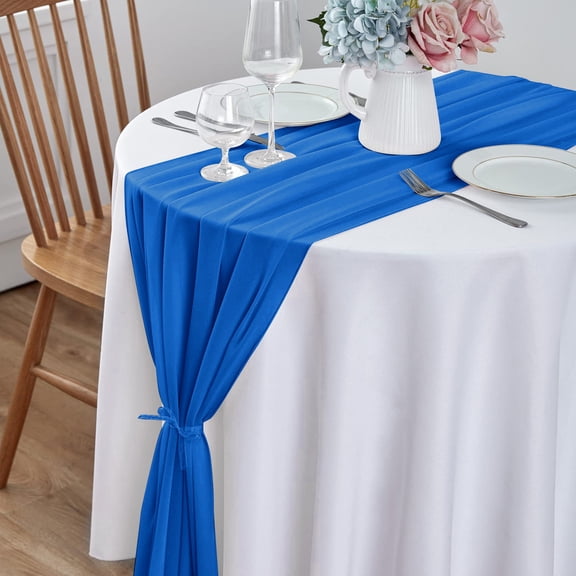 LHWEN Chiffon Tablecloth Table Runner 29x120 Inch Wedding Baby Shower Bridal Shower Valentine s Day Dinner and Party Decoration Wrinkle Resistant Machine Washable Comes with Cute Ties
