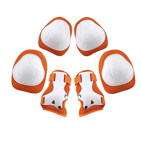 LHWEN Children's Protective Gear Set 6 Piece Biker Roller Skate Skateboard Gear for 2-8 Years Old Boys and Girls PVC Hard Thick Sponge Knee Wrist Pads Breathable Liner Skating Cycling Rollerblading Sp
