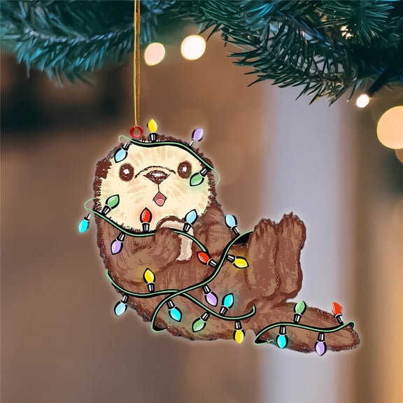 LHWEN Christmas Acrylic Hanging Ornament Thanksgiving Vacation Wooden Pendant Funny Christmas Tree Decor Home Holiday Party Gifts Fine Workmanship Rich Colors Classic Design Adorable Animals