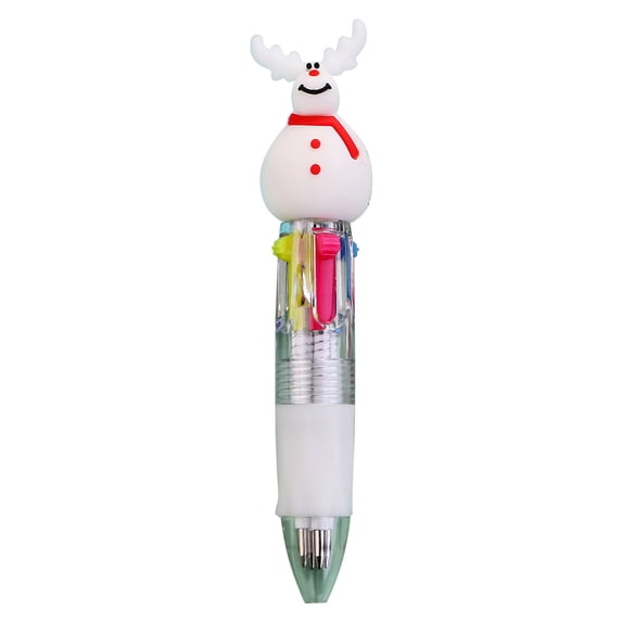 LHWEN Christmas Cartoon Pens 4 Color Ballpoint Pen Snowman Santa 8ML Quick-Drying Ink Non-Refillable Writing Color Pen Student Gift Perfect for Christmas Birthday Mother's Day Easter Valentine's