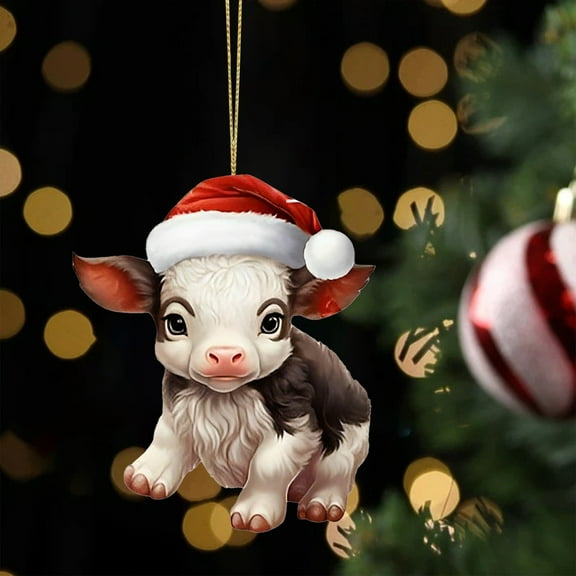 LHWEN Christmas Creative Niu Niu Hanging Acrylic Flat Pendant Tree Ornament Durable Reusable Decoration Easy to Install for Party Wedding Home Decor Personalized Gifts