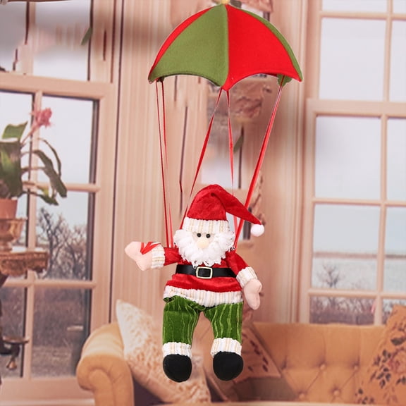 LHWEN Christmas Decoration Supplies Snowman Santa Parachute Pendant Ornament Xmas Tree Hanging Decor Parachute Festive Ornament Ideal for Home Hotel School Decoration Red and White Red and Green Color