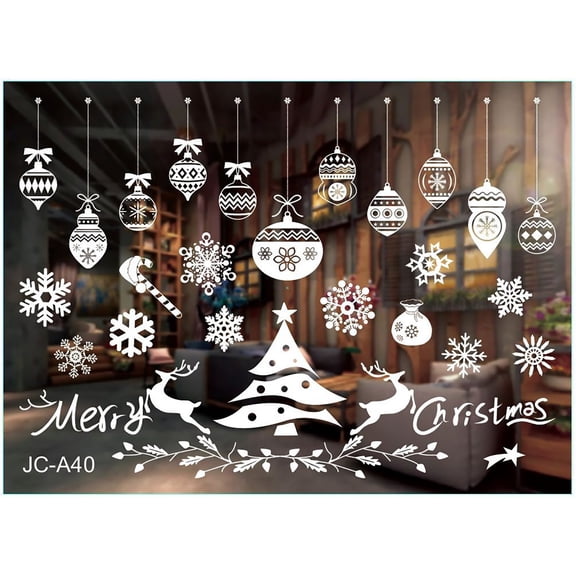 LHWEN Christmas Decorations Colored Window Stickers White Snowflake Wall Stickers Traceless Xmas Window Clings Easy to Apply and Suitable for Various Including Glass Walls and Cabinets Made