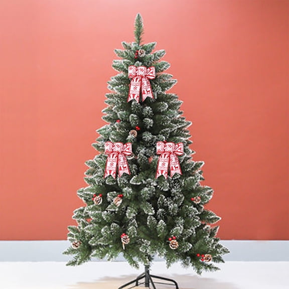 LHWEN Christmas Decorations Linen Bows Tree Wreaths Indoor Outdoor Festive Decor Triangle Knot Applications Front Door Living Room Fireplace Cupboard Wall Window Shelf Odorless Fine Workmanship