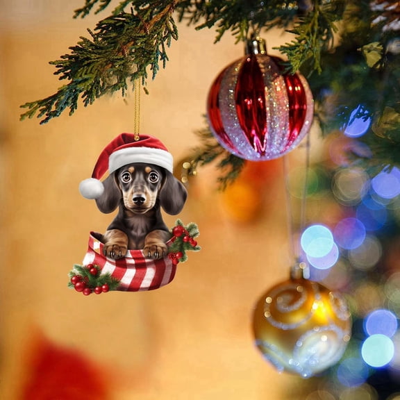 LHWEN Christmas Dog Acrylic Plane Pendant Mini Tree Ornaments Cute Decorations for Wall Door Holiday Home Decor Reusable Easy to Install Decorative Pendant for Room Party Lightweight and Portable