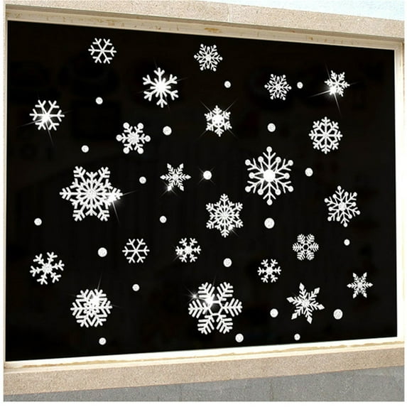 LHWEN Christmas Glitter Snowflake Wall Stickers Self Adhesive Decor Bedroom Living Room Home Decoration Reusable PVC Decals Easy Peel and Stick Anti-Dust Long-Lasting Festive Gift Idea