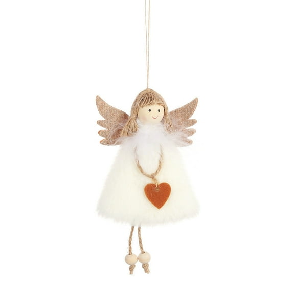 LHWEN Christmas Hanging Ornament Tree Pendant Angel Plush Decoration Festive Decor Bedside Wall Door Fireplace Home 17cm x 10cm Sweet Time Family Kids Joy Happiness Holiday Craftsmanship