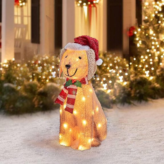 LHWEN Christmas Light Up Yard Decor 2D Acrylic Rooster Garden Stake with Lights Festive Outdoor Decoration for Patio Lawn Pathway Holiday Realistic Garden Sculpture Animal-Themed Christmas Decoration
