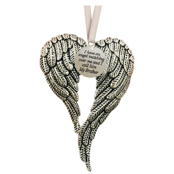 LHWEN Christmas Memorial Ornament Pendant Frame Angel Wing Decor for Tree Window Door Luxury Antique Design with "My Heart In" Engraving to Remember a Loved One Home Decor