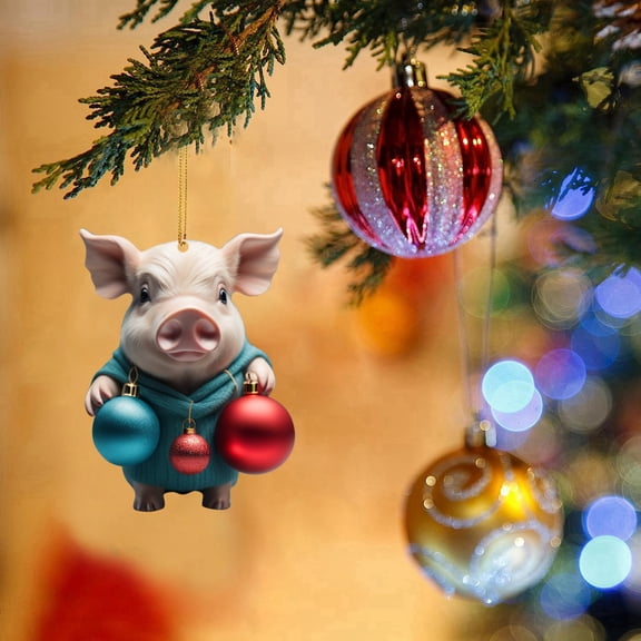 LHWEN Christmas Ornament Cute Cartoon Pig Pendant Festive Tree Decoration Multi-Purpose Hanging Decor Creative Gift for Family Friends Perfect for Home Car Doors Holiday Party Accessories