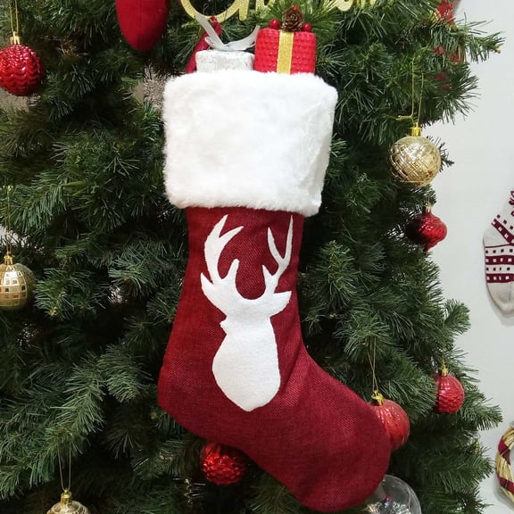 LHWEN Christmas Ornament Stockings Decoration Double Acrylic Pendant Gift Bag Christmas Socks Rustic Indoor Decor Tree Hanging Ornament Party Wedding Home Decoration Bright Color Cloth Fun Gift