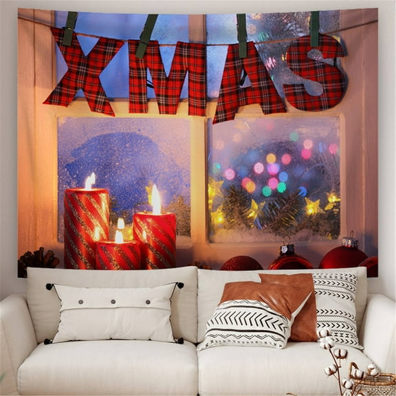 LHWEN Christmas Photography Background Blanket Studio Fabric Seamless Peach Skin with Santa Reindeer Xmas Tree Two Sizes Available for Home Decor Wall Hanging Bedspread Tablecloth Versatile